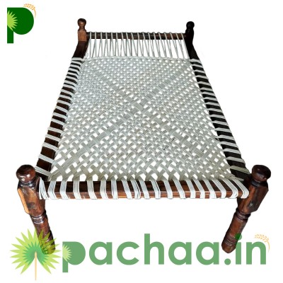 Kayathu Kattil Charpoy Rope Cot - கயித்து கட்டில்  Charpai | Cotton Rope Khatiya Charpai Single Bed Without Storage | Wooden Cot Bed | Khatiya-Khaat