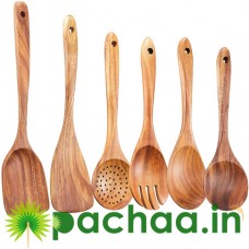 Wooden Serving and Cooking POLISHED BROWN NEEM WOOD Spoons Set | Wood Spoons/Spatula for Cooking - Kitchen Tools - (Set of 6) Wooden Serving and Cooking POLISHED BROWN NEEM WOOD Spoons Set | Wood Spoons/Spatula for Cooking - Kitchen Tools - (Set of 6)