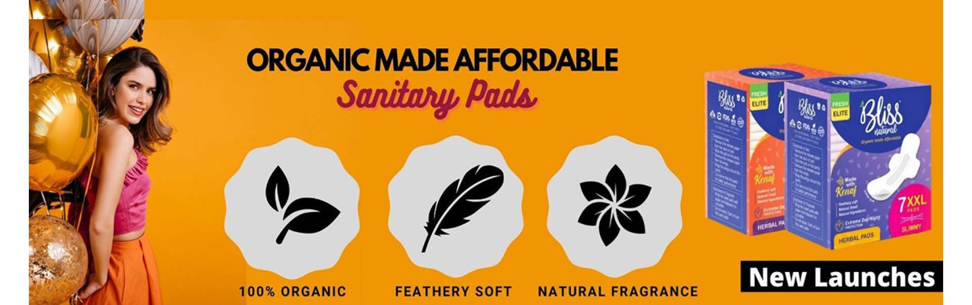 Organic biodegradable Sanitary Bliss Pads