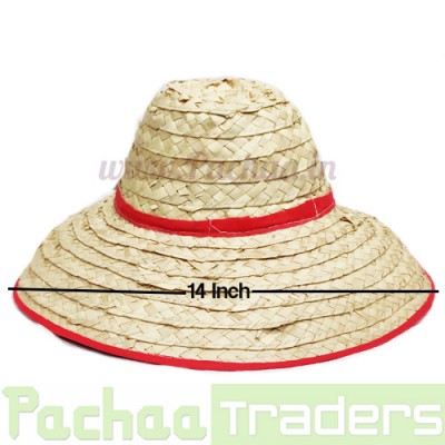 Palm Leaf Round Cowboy Hat Cap 14 Inches (Adult Medium) - Panai Olai Thoppi